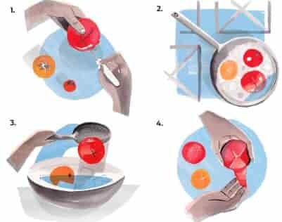 Peeling the tomato for soup